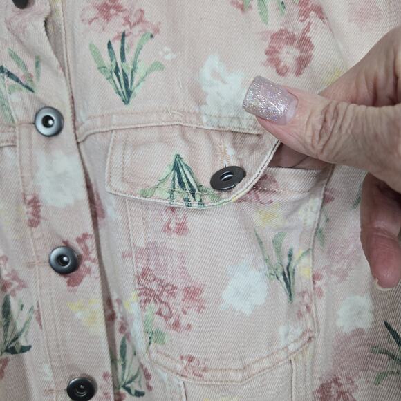 Lane Bryant Denim Jacket Sz 16 Pink Floral 100% Cotton Pockets Boho Cottagecore - Picture 7 of 15